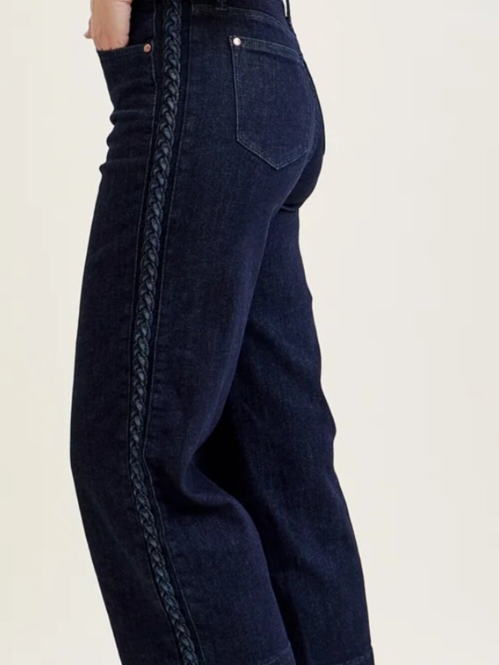 Dottie Side Seam Braid Cropped Wide Leg Jeans - Size 1/25